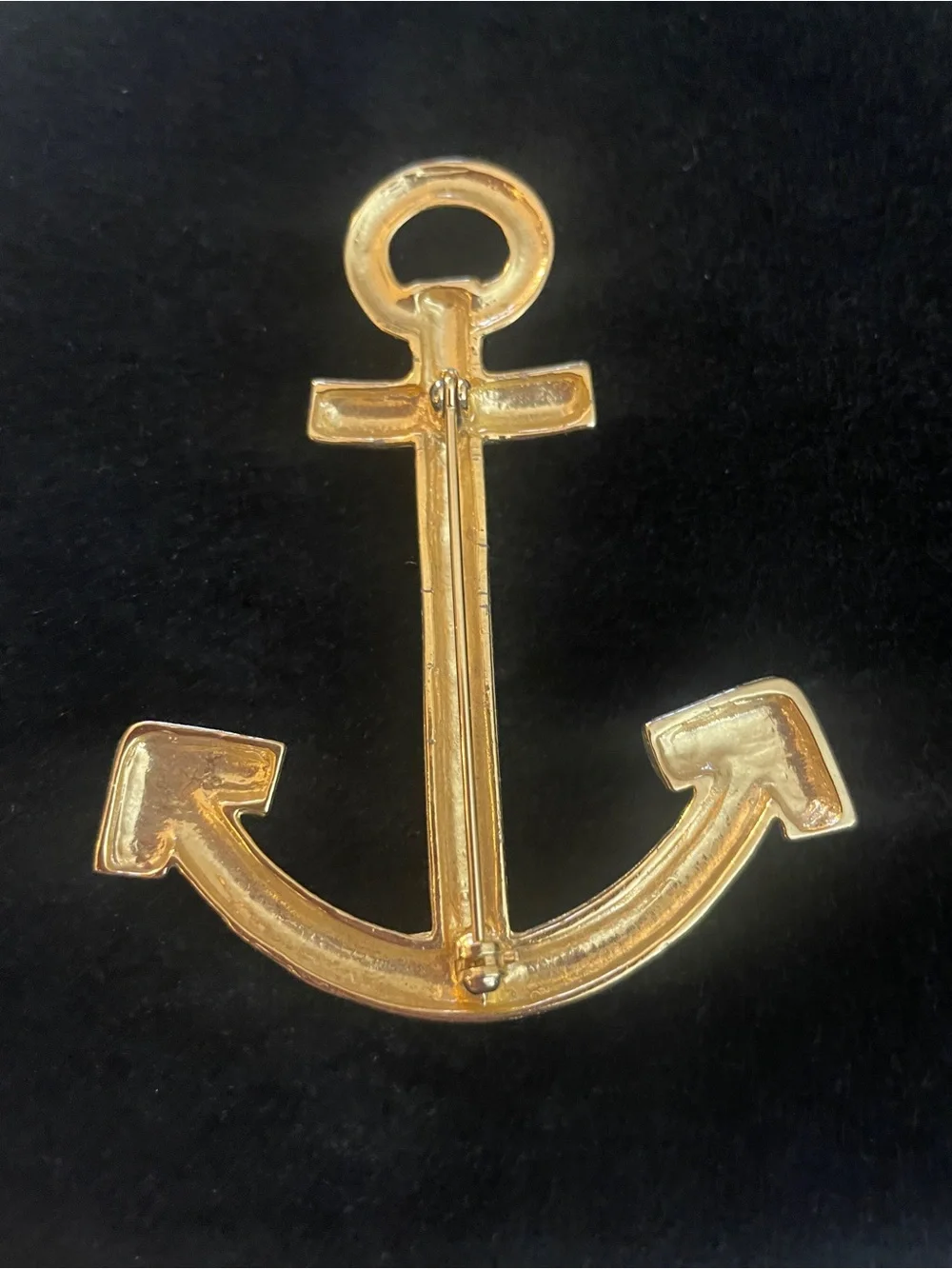 Vintage Large Gold Anchor 2.5” Brooch.